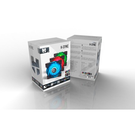 Nox ventilador 120x120 hummer h-sync rgb pack 3uds control pwm/ conector de 4 pines