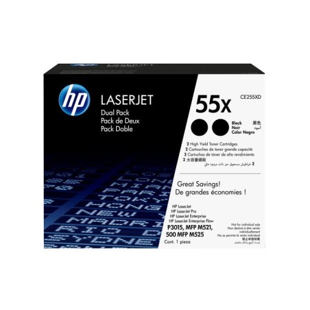 Tóner original hp 55x xl multipack 2x negro ce255xd