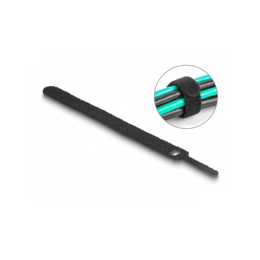 Delock 19010 brida para cable con gancho y lazo la 150 x an 12 mm negro 10 piezas