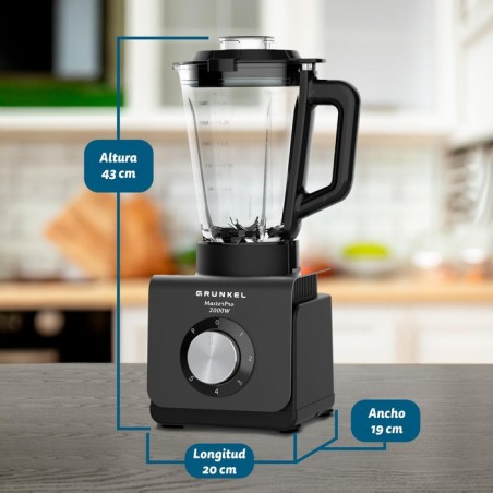 Batidora de vaso grunkel bat-2000masterpro 2000w 5 velocidades capacidad 1.5l
