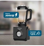 Batidora de vaso grunkel bat-2000masterpro 2000w 5 velocidades capacidad 1.5l