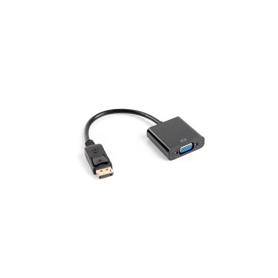 Lanberg adaptador displayport a vga 1080p 60hz  0.20m negro  ad-0002-bk