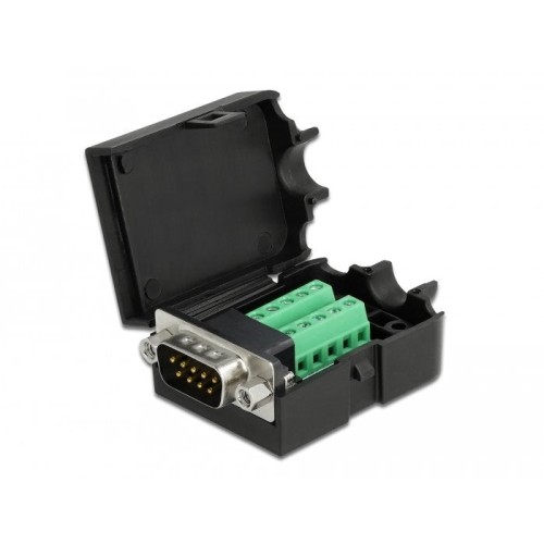 Delock 66264 adaptador d-sub de 9 pines macho al bloque de terminales 10 pines con carcasa
