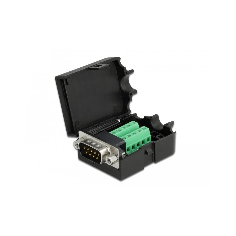 Delock 66264 adaptador d-sub de 9 pines macho al bloque de terminales 10 pines con carcasa