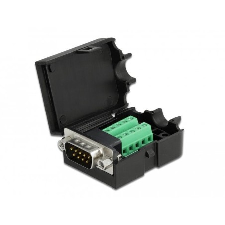 Delock 66264 adaptador d-sub de 9 pines macho al bloque de terminales 10 pines con carcasa