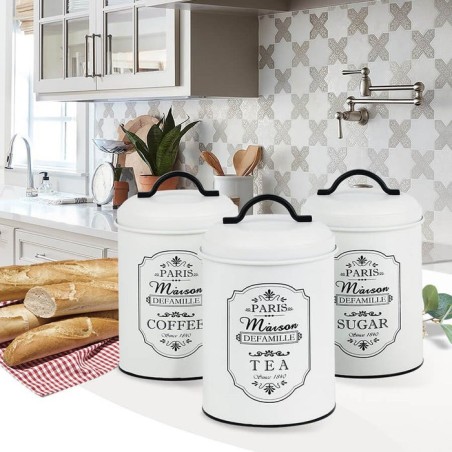 Maestro mr-1771-3cs recipiente de cocina juego de recipientes de té + café + azúcar metal