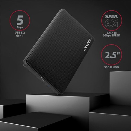 Axagon ee25-slc caja para disco duro externo ssd negro 2.5"