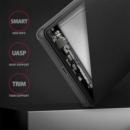 Axagon ee25-slc caja para disco duro externo ssd negro 2.5"