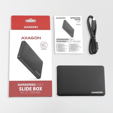 Axagon ee25-slc caja para disco duro externo ssd negro 2.5"