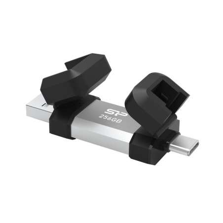 Silicon power 256 gb, usb type-a and tipo c flash drive, mobile c51, silver