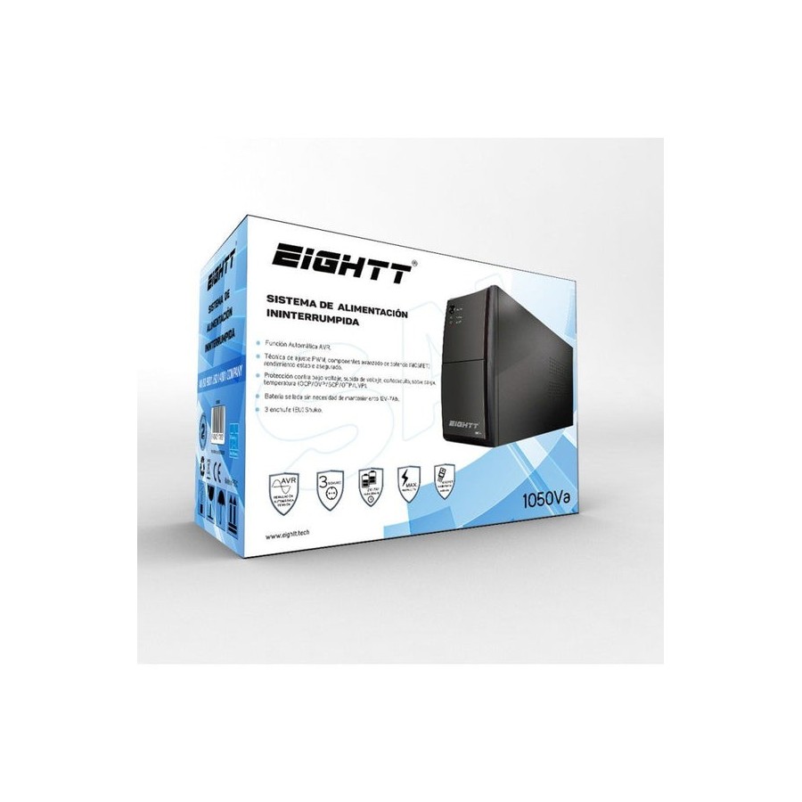 Eightt - sai inline 1050va/630w - bateria 2x12v/7ah - 3x toma schuko