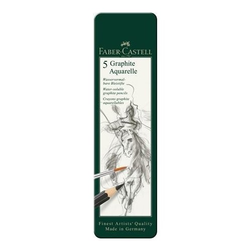 Faber-castell 117805 . estuche de metal con 5 lápices graphite aquarelle en 2b, 4b, 6b, 8b, 10b, 12b