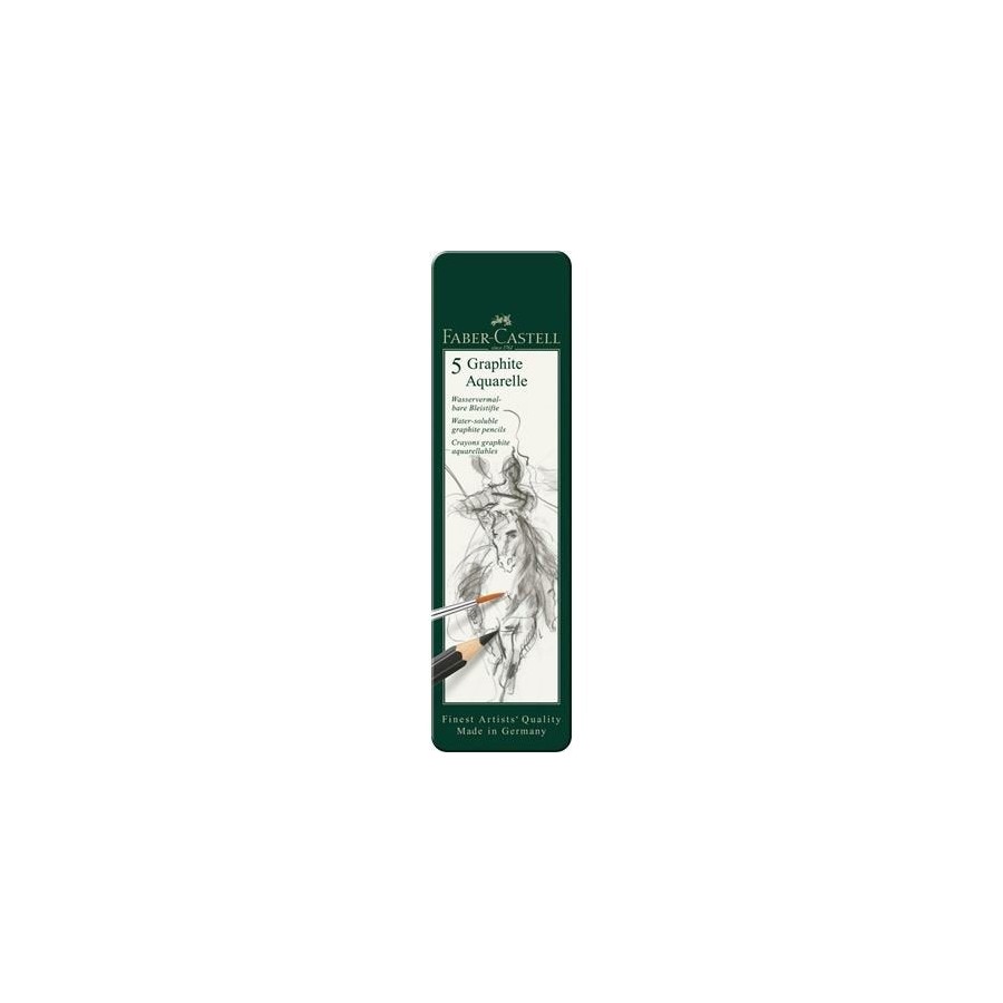Faber-castell 117805 . estuche de metal con 5 lápices graphite aquarelle en 2b, 4b, 6b, 8b, 10b, 12b