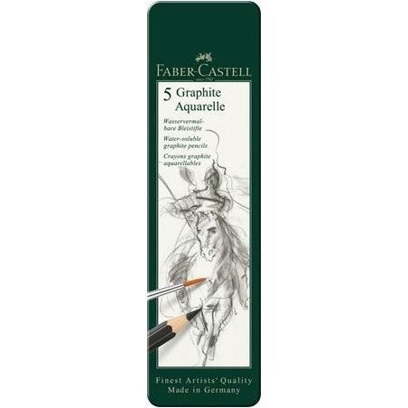 Faber-castell 117805 . estuche de metal con 5 lápices graphite aquarelle en 2b, 4b, 6b, 8b, 10b, 12b