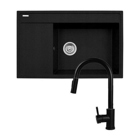 Conjunto - lavabo pyramis camea (79x50) 1b 1d r + grifería idea black edition - 070168502be - volcano