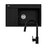 Conjunto - lavabo pyramis camea (79x50) 1b 1d r + grifería idea black edition - 070168502be - volcano