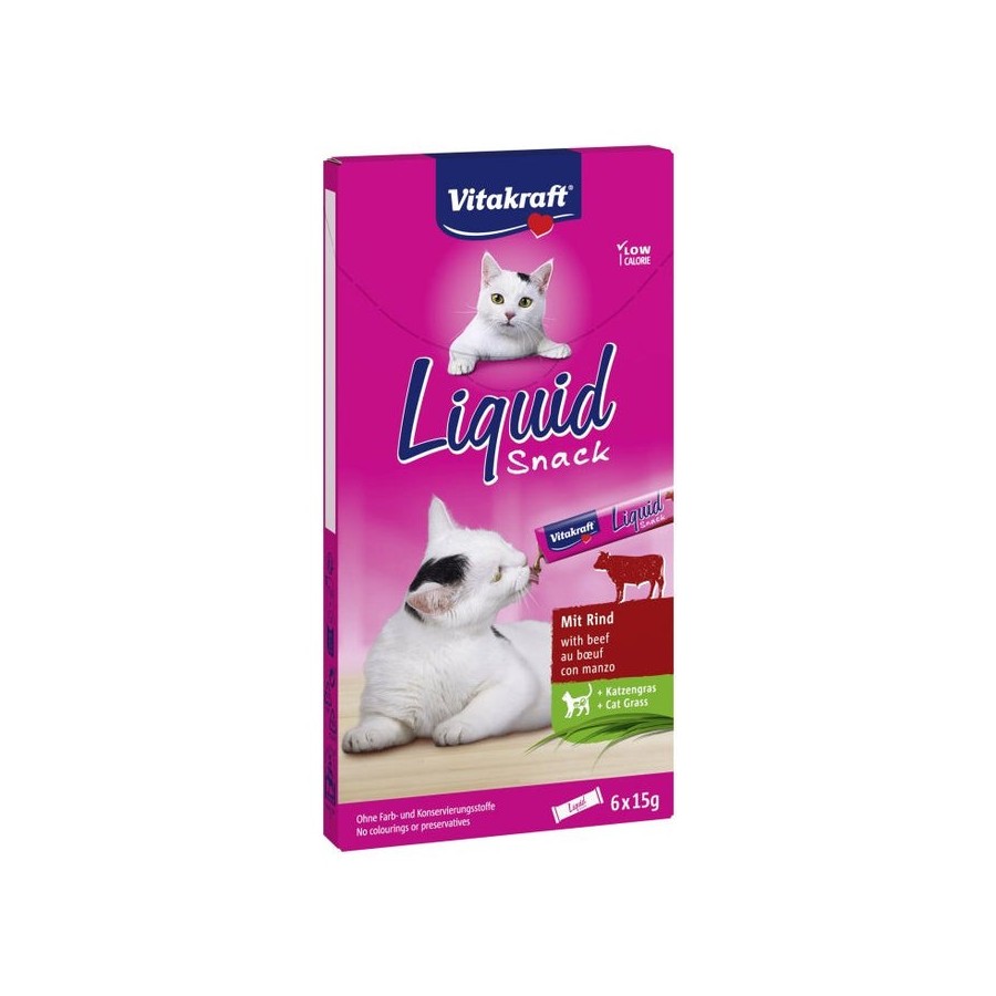 Goma para gatos vitakraft cat liquid-snack with beef  6 x 15g