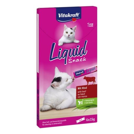 Goma para gatos vitakraft cat liquid-snack with beef  6 x 15g