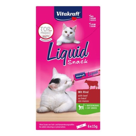 Goma para gatos vitakraft cat liquid-snack with beef  6 x 15g