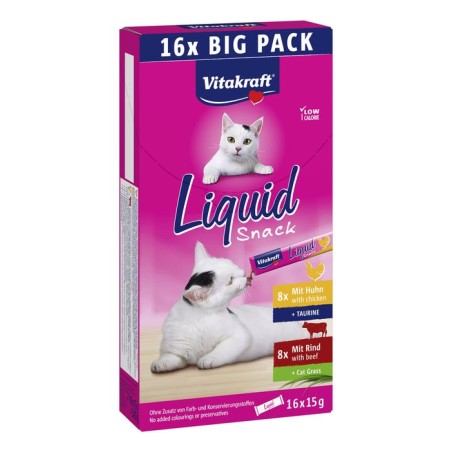 Goma para gatos vitakraft cat liquid-snack with beef and chicken  16 x 15g