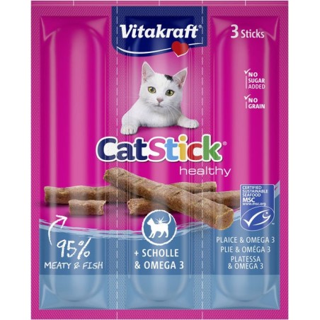 Goma para gatos vitakraft catstick mini with flounder and omega-3  3 piezas