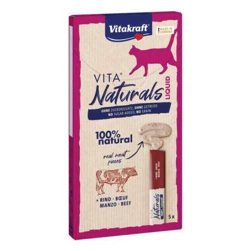 Golosina para gatos vitakraft vita naturals carne de vacuno líquida 5x15 g