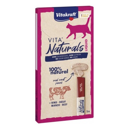 Golosina para gatos vitakraft vita naturals carne de vacuno líquida 5x15 g