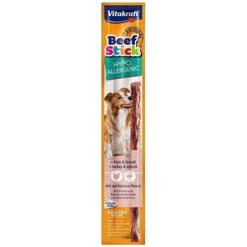 Golosina para perros vitakraft beef stick pavo hipoalergénico con avestruz 12 g