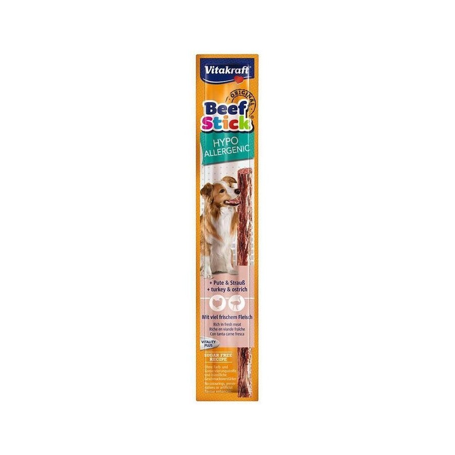 Golosina para perros vitakraft beef stick pavo hipoalergénico con avestruz 12 g