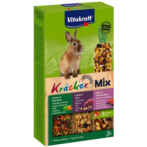 Vitakraft kracker frutas del bosque/avellanas/verduras - golosinas para conejos - 3 piezas