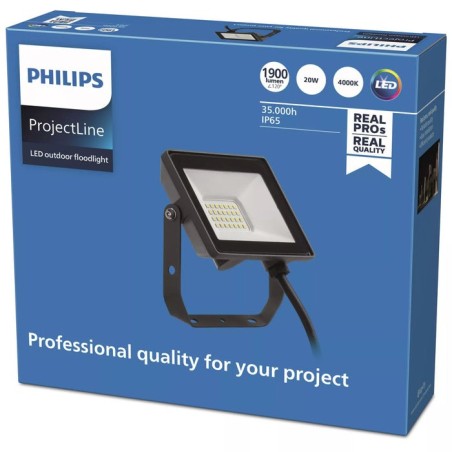 Philips projectline naswietlacz led 4000k 20w negro ip65