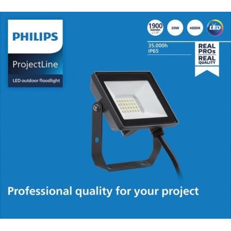 Philips projectline naswietlacz led 4000k 20w negro ip65