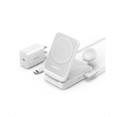 Cargador magnetico anker maggo 15w 3in1 blanco