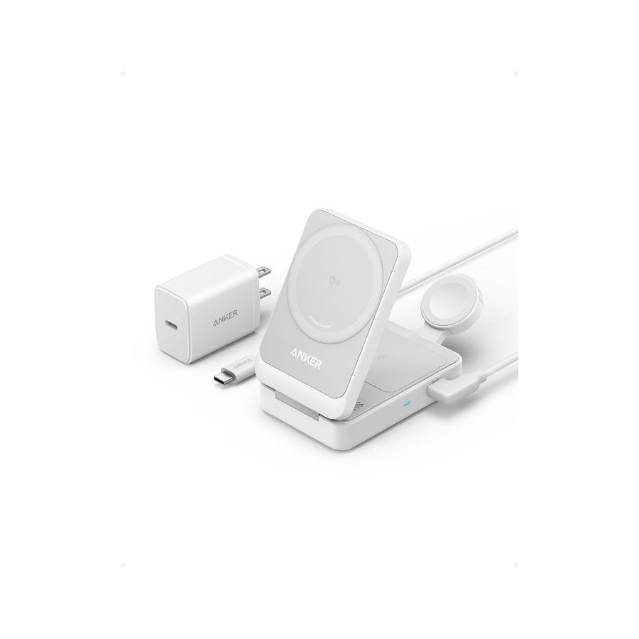 Cargador magnetico anker maggo 15w 3in1 blanco
