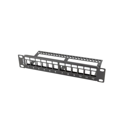 Lanberg patch panel blank 12 port 1u with organizer for keystone modules black