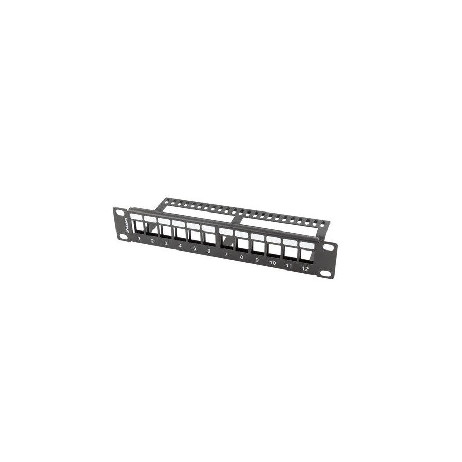 Lanberg patch panel blank 12 port 1u with organizer for keystone modules black