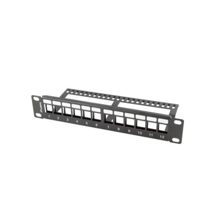 Lanberg patch panel blank 12 port 1u with organizer for keystone modules black