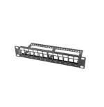 Lanberg patch panel blank 12 port 1u with organizer for keystone modules black