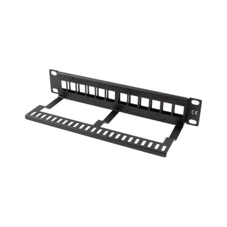 Lanberg patch panel blank 12 port 1u with organizer for keystone modules black