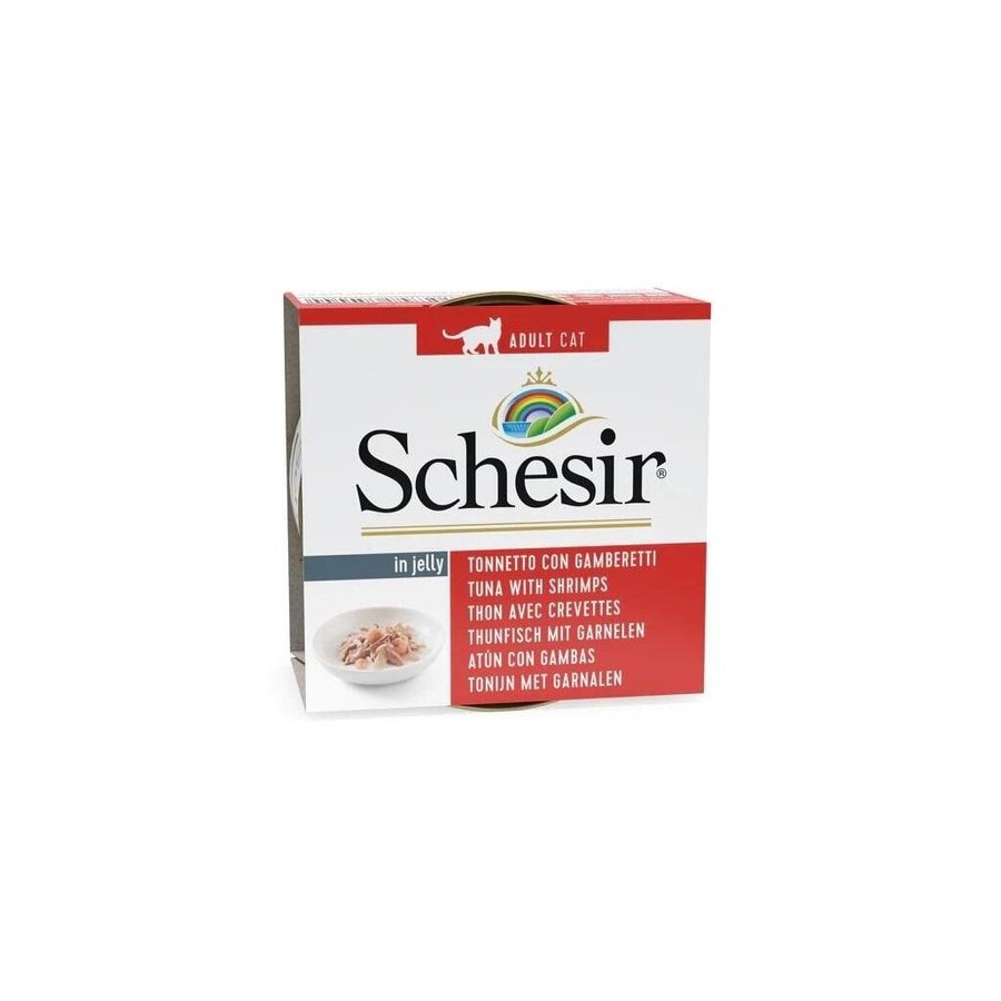 Comida húmeda para gatos schesir in jelly tuna with shrimps  85 g