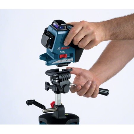 Trípode bosch professional bt 250 plateado/azul, rosca de 1/4", para láseres puntuales, lineales y rotativos 0601096a00