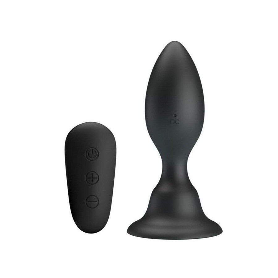 Mr play - plug anal con vibracion negro control remoto