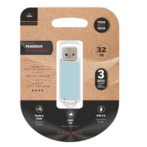 Pendrive 32gb tech one tech basic usb 2.0 azul cielo