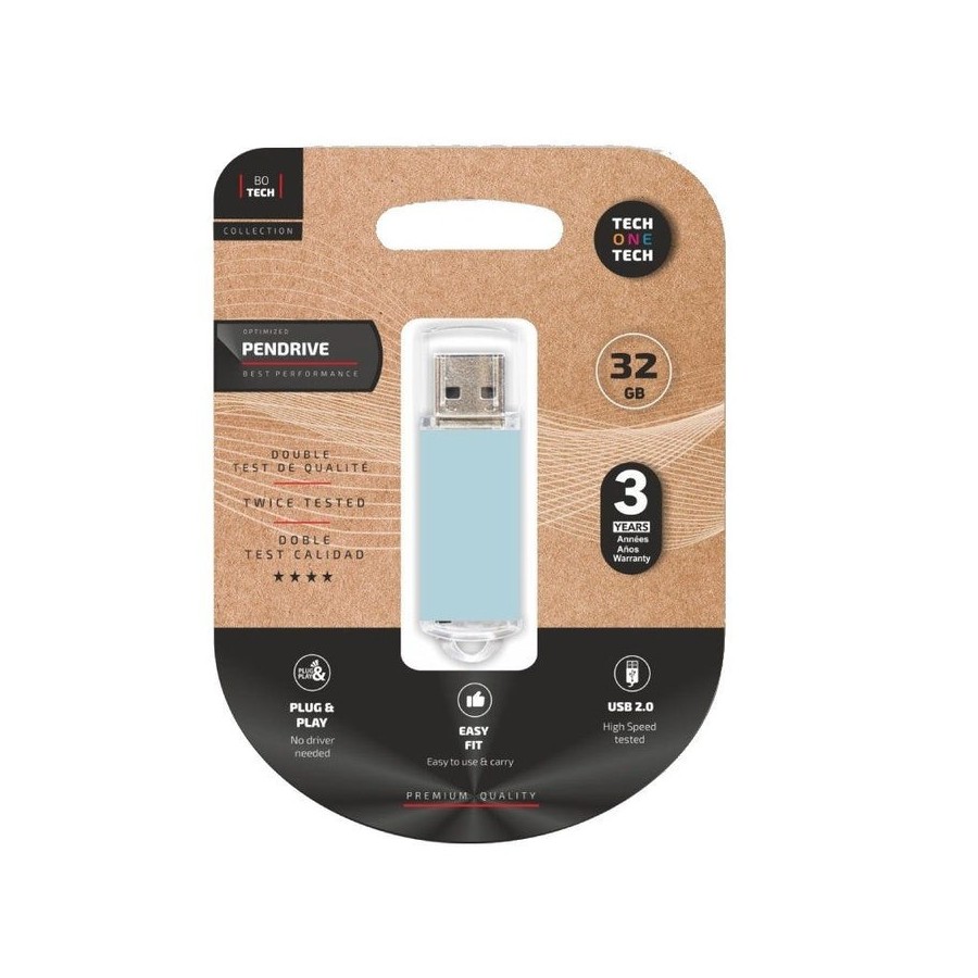Pendrive 32gb tech one tech basic usb 2.0 azul cielo