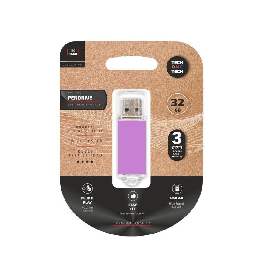 Pendrive 32gb tech one tech basic usb 2.0 purpura claro