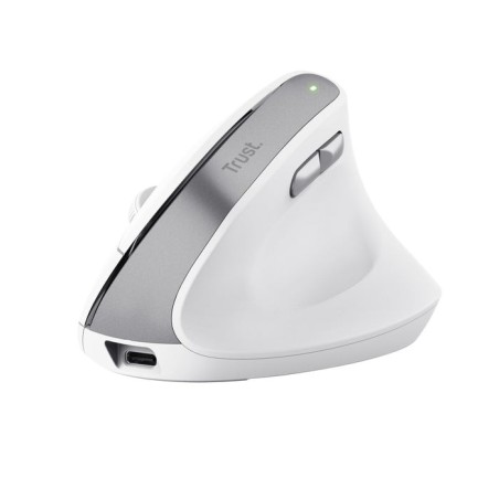 Ratón ergonómico inalámbrico trust bayo ii batería recargable hasta 2400 dpi blanco