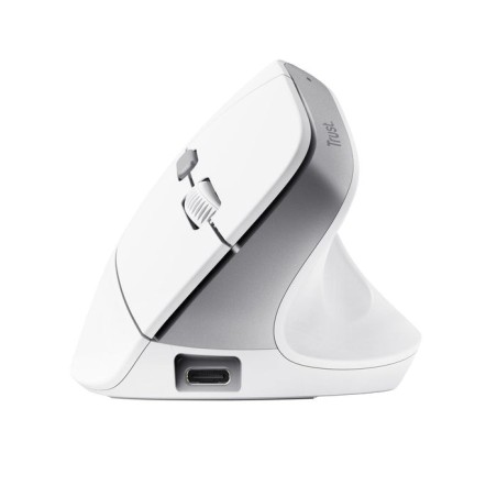 Ratón ergonómico inalámbrico trust bayo ii batería recargable hasta 2400 dpi blanco