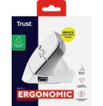 Ratón ergonómico inalámbrico trust bayo ii batería recargable hasta 2400 dpi blanco