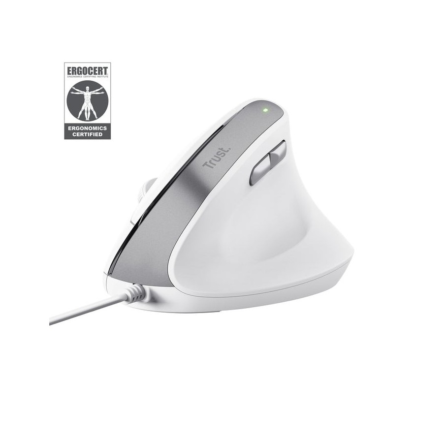 Ratón ergonómico trust bayo ii hasta 2400 dpi blanco
