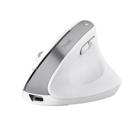 Ratón ergonómico inalámbrico por bluetooth trust bayo+ batería recargable hasta 2400 dpi blanco